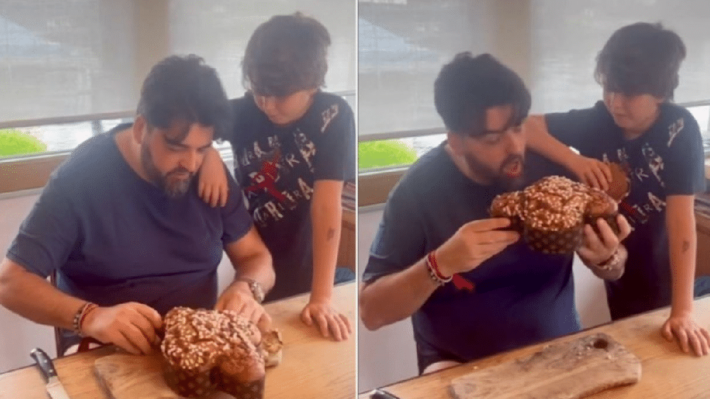 Antonino Cannavacciuolo apre la colomba con il figlio: “Ecco cosa succede a casa mia a Pasqua”