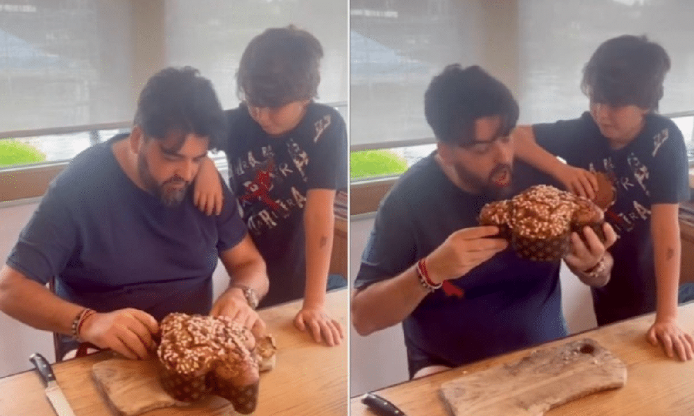 Antonino Cannavacciuolo apre la colomba con il figlio: “Ecco cosa succede a casa mia a Pasqua”