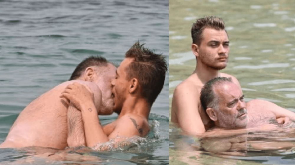 Baci, carezze, effusioni bollenti in acqua gli scatti d'amore tra Cecchi Paone e Simone Antolini all'Isola