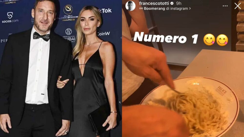 Francesco Totti e Noemi Bocchi a Cena da Felice a Testaccio, locale della Capitale