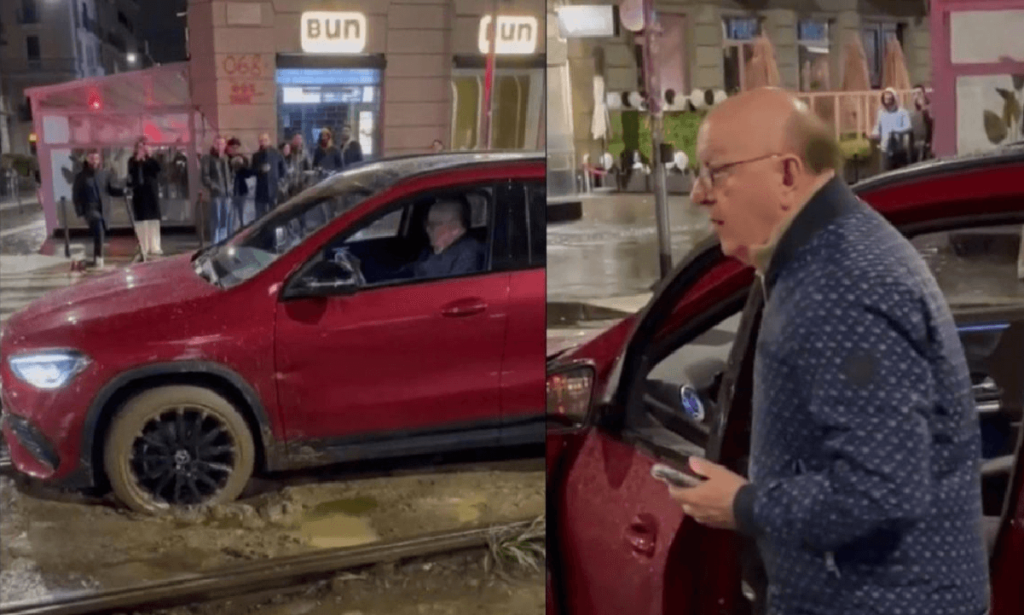 Massimo Boldi bloccato con l'auto sui binari del tram (VIDEO) la disavventura per l'attore milanese