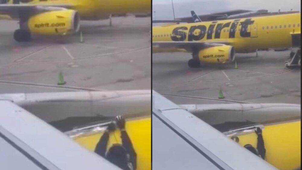 Aggiusta l'ala dell'aeroplano con lo scotch