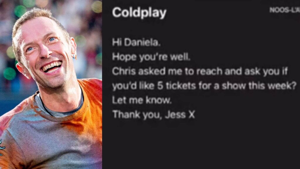 un'ammiratrice dei Coldplay viene fregata e Chris Martin le regala un biglietto (VIDEO)