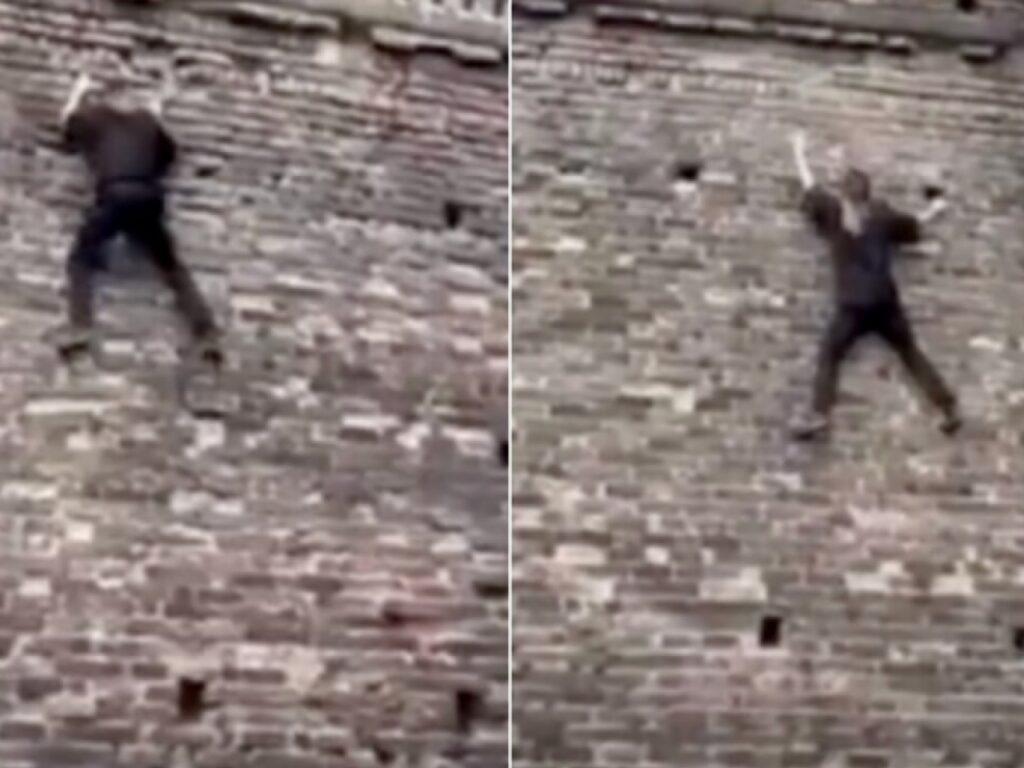 L'attore e musicista americano ha letteralmente scalato il Castello Sforzesco suscitando reazioni contrastanti in tutto il web