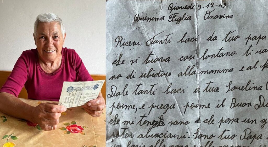 Onorina, 81 anni dopo ha ricevuto la lettera del papà morto in guerra
