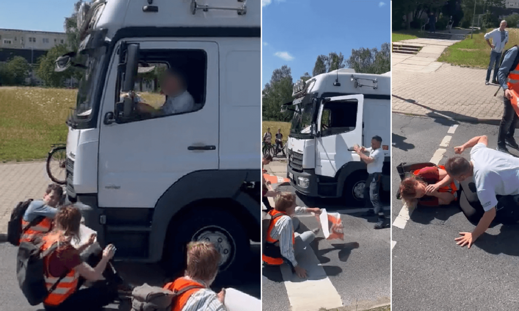 Attivisti clima bloccano la strada, travolti dal camion (VIDEO) Trasporto ossigeno per l'ospedale! Le immagini