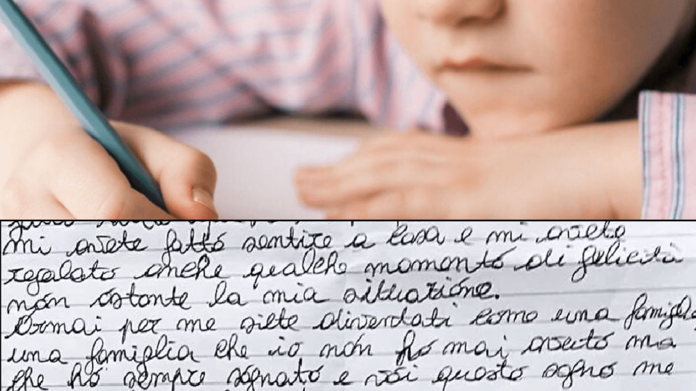 Bimbo senza famiglia scrive all'ospedale Santobono che l'ha curato Lettera che tocca il cuore, il contenuto