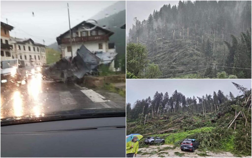 La violenza del maltempo ha messo fine all'ondata di caldo sulle montagne del Veneto. Aree devastate