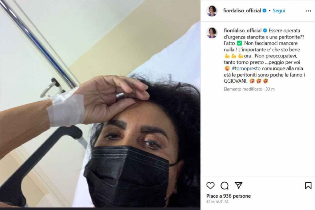 Fiordaliso operata d’urgenza per un attacco di peritonite