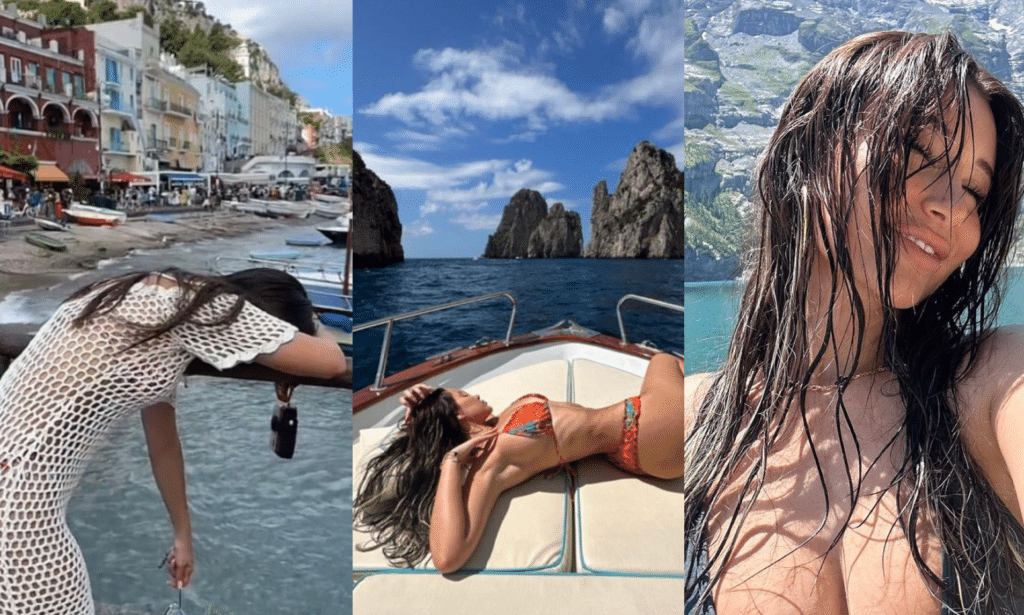 "Siamo stati in giro per l'Europa tre mesi e non vedo l'ora di tornare a casa", commenta l'influencer in un post che la ritrae mentre prende il sole su uno yacht a largo di Capri