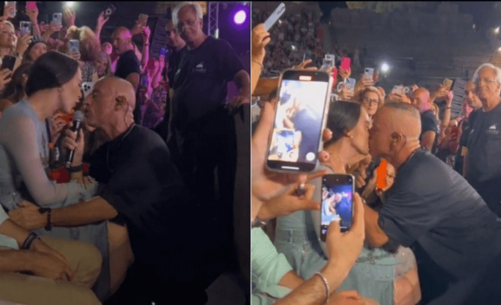 Bacio tra Eros Ramazzotti e Aurora, scoppia la polemica (VIDEO) Troppo intimi, inquietante