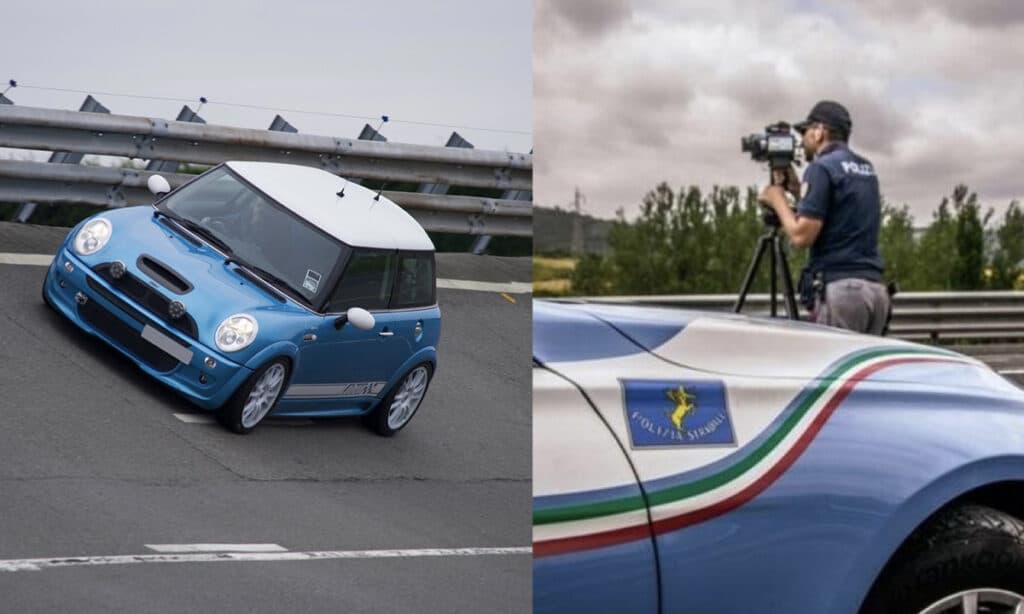 Mini Cooper sfreccia a 223 km/h in autostrada A4.