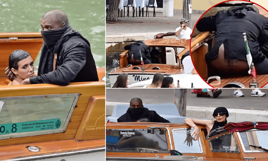 Kanye West in barca a Venezia con i pantaloni abbassati e la moglie chinata (VIDEO): "Che fate?", le immagini