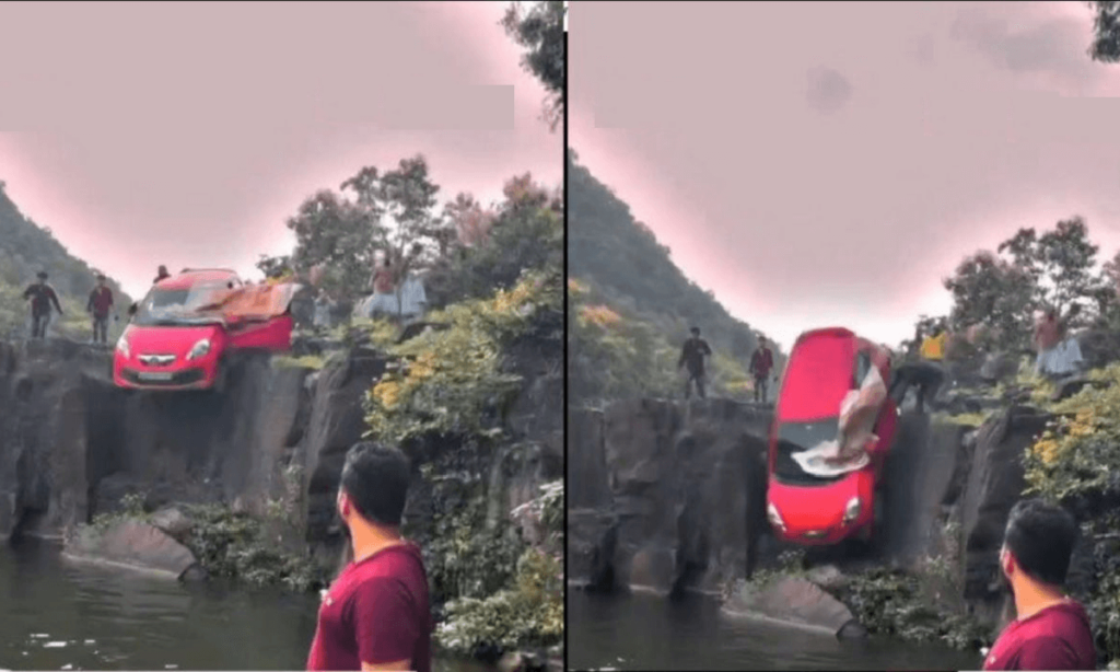 L'auto precipita da un burrone e finisce in acqua (VIDEO-shock) C'è un adolescente all'interno!