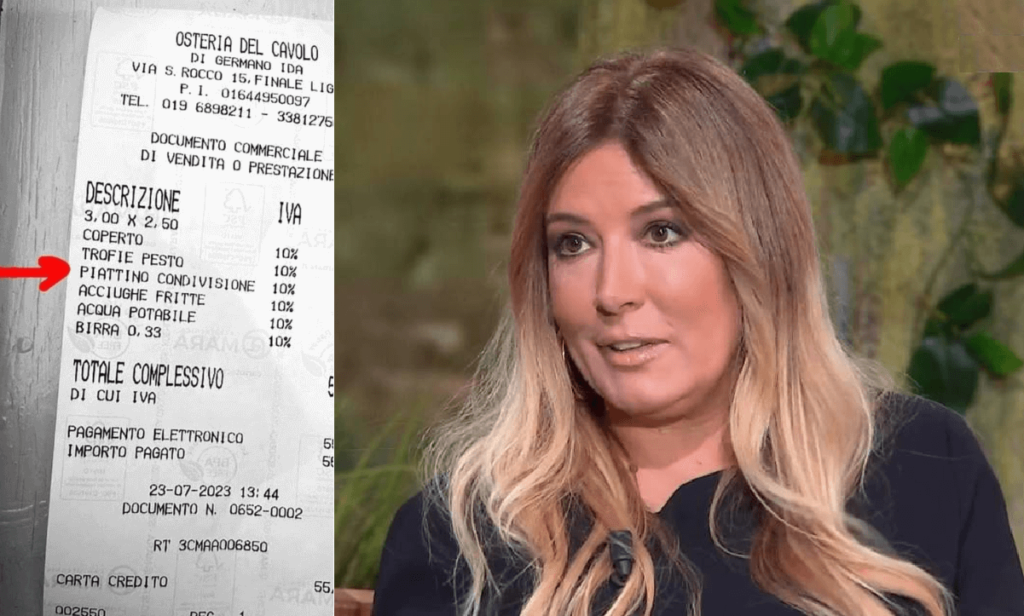Pagato un piattino vuoto al ristorante lo scontrino shock di Selvaggia Lucarelli, la foto