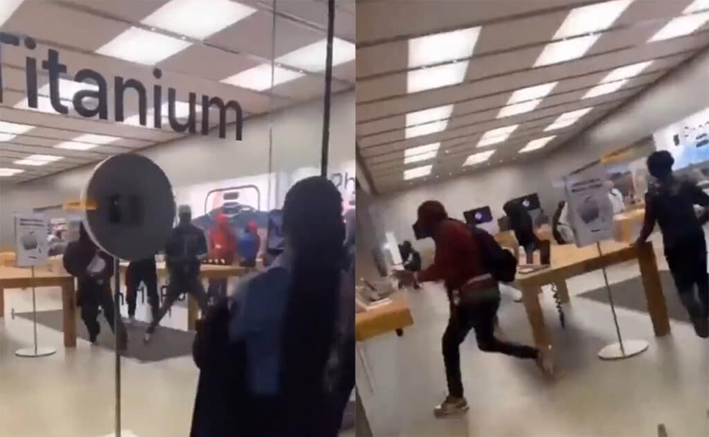 Tutto ciò mentre i passanti fuori dallo store riprendevano la scena con i propri smartphone. [VIDEO]