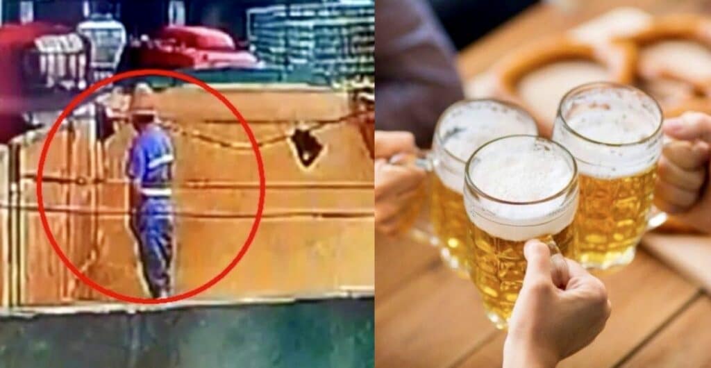 Operaio fa pipì nella cisterna di birra Tsingtao in Cina.