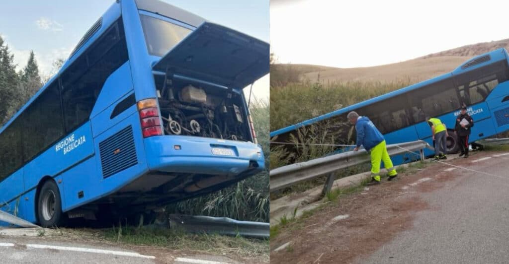 Bus studenti cade in un burrone a Matera