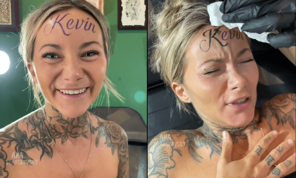 Si fa il tatuaggio col nome del fidanzato in fronte Tanto non ci lasciamo, il filmato intero