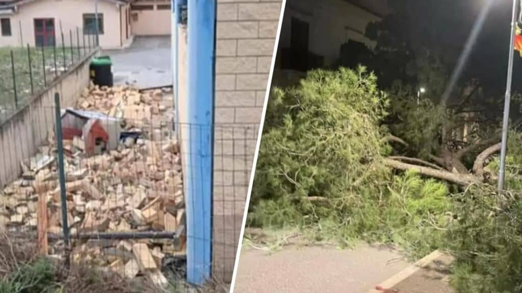 crolla il soffitto di una scuola elementare maltempo