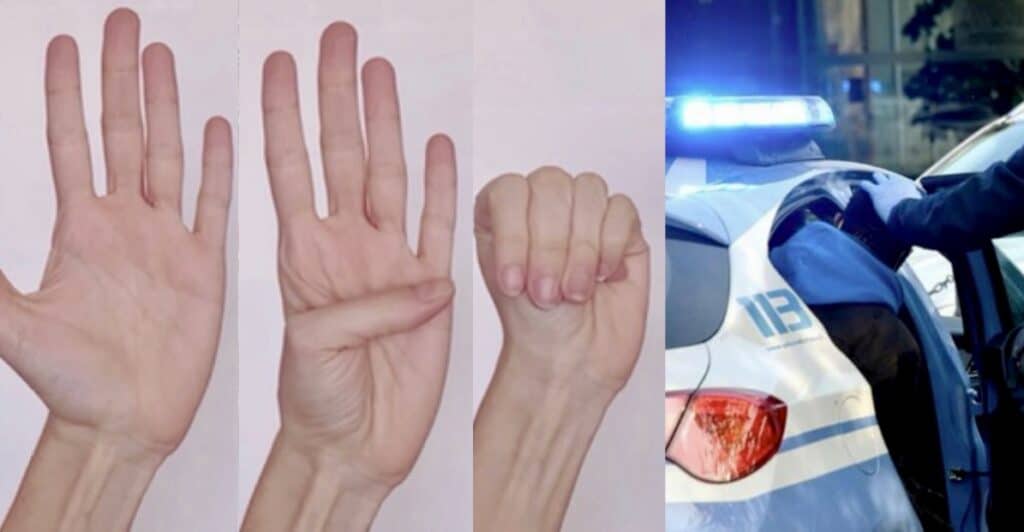 14enne gesto antiviolenza davanti ai poliziotti