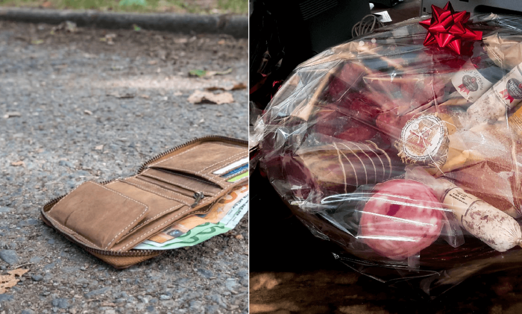 Trova portafoglio da 1000€ e lo consegna in cambo cesto di Natale, l'accaduto