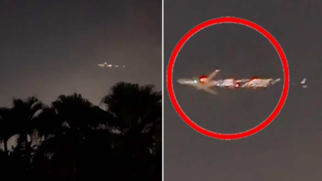 Il Boeing 747-8 era appena decollato dall'aeroporto quando, in volo, ha iniziato a prendere fuoco [VIDEO]