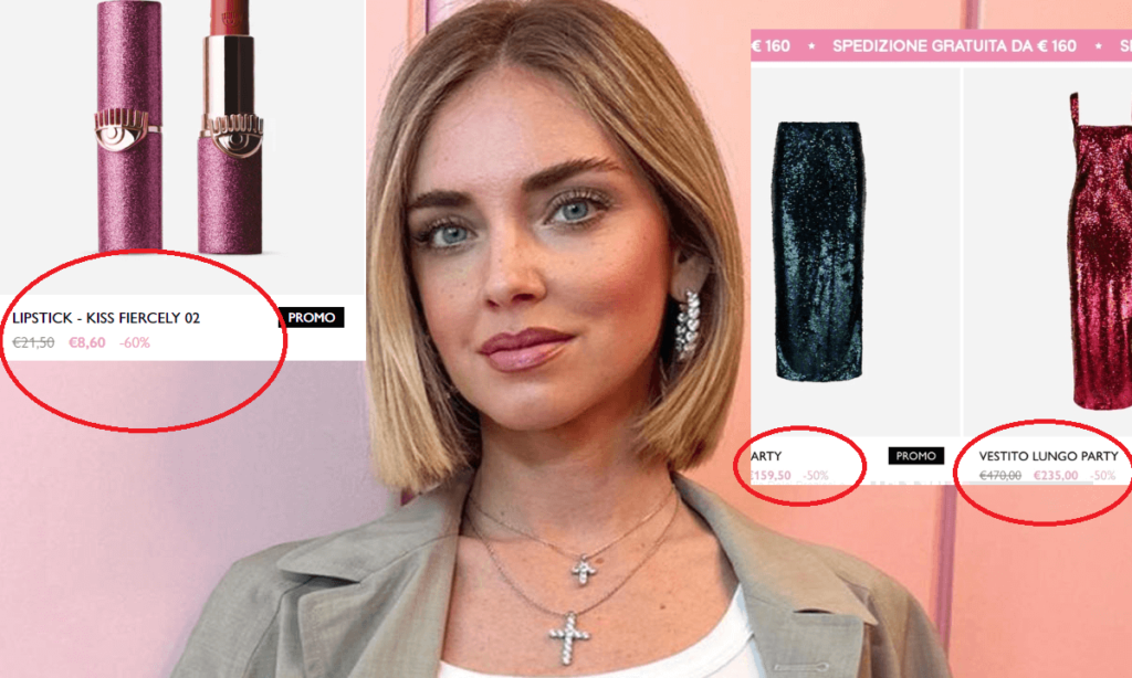 Ferragni svende tutto sul sito dopo indagini per truffa Saldi al 50%, i nuovi prezzi