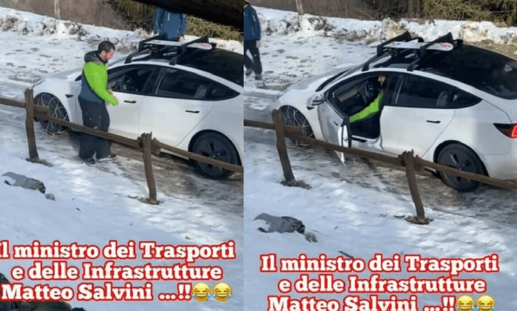 Insulti dalla finestra per Salvini bloccato sul ghiaccio ma è lui o no?