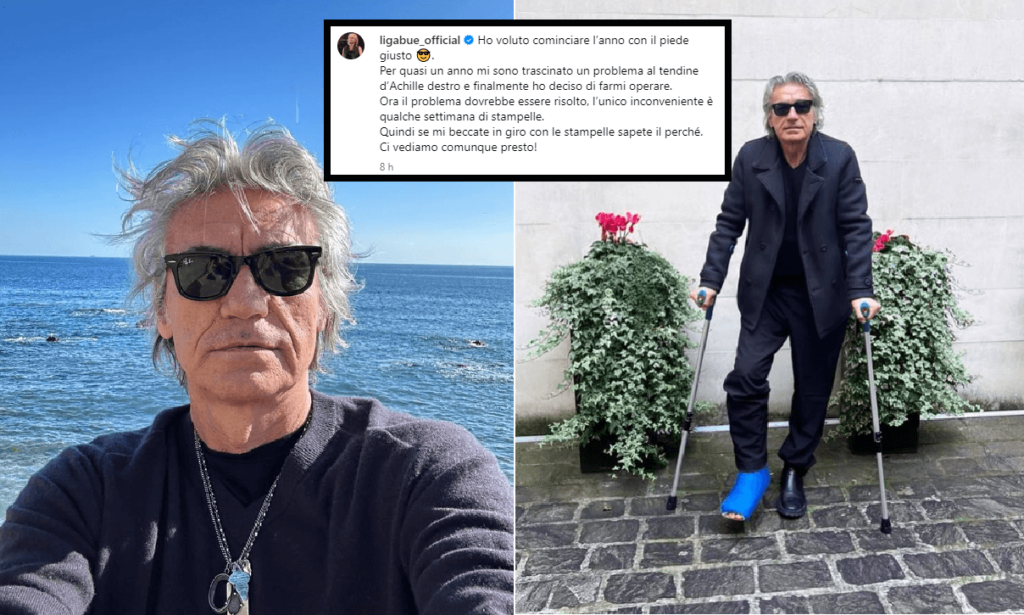 Ligabue, stampelle e gamba ingessata cosa gli è successo? Il post
