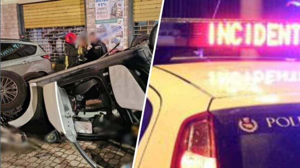 auto ribalta 2 morti roma