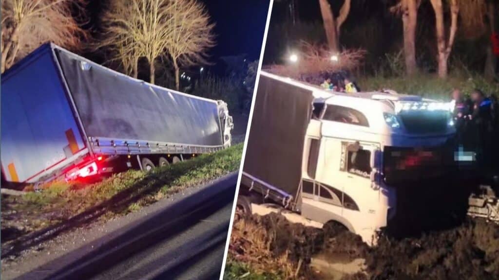 tir fuori strada morto impalato