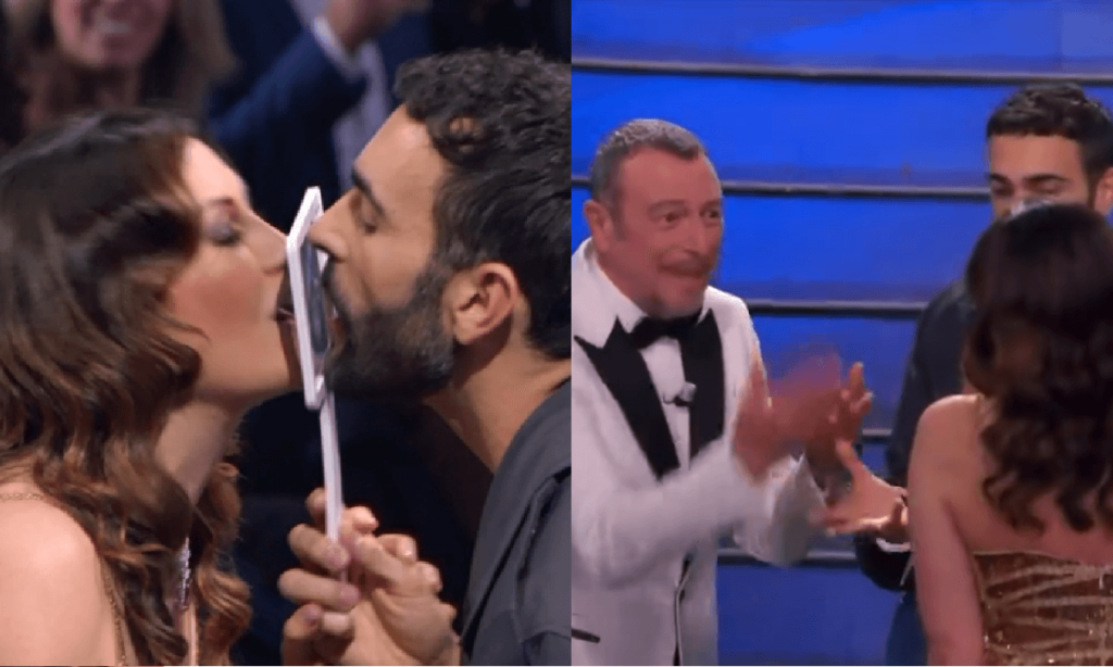 Amadeus geloso di Marco Mengoni Baci proprio mia moglie, il video