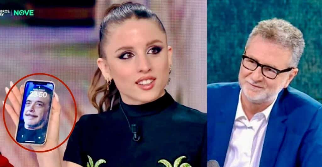 Angelina Mango da Fazio spiega il perchè ha Nino Frassica come sfondo del cellulare