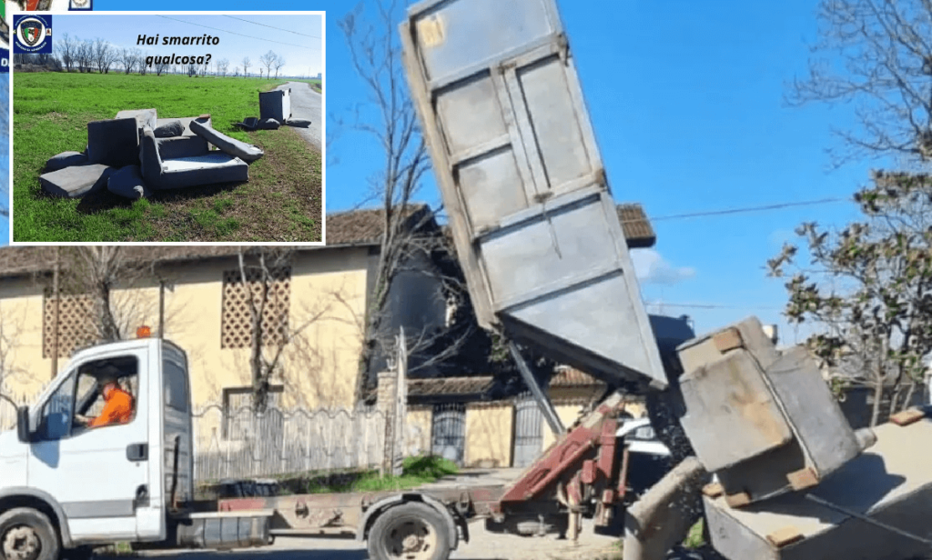 Lascia divani in strada, vigili lo vedono e glieli scaricano davanti casa sua