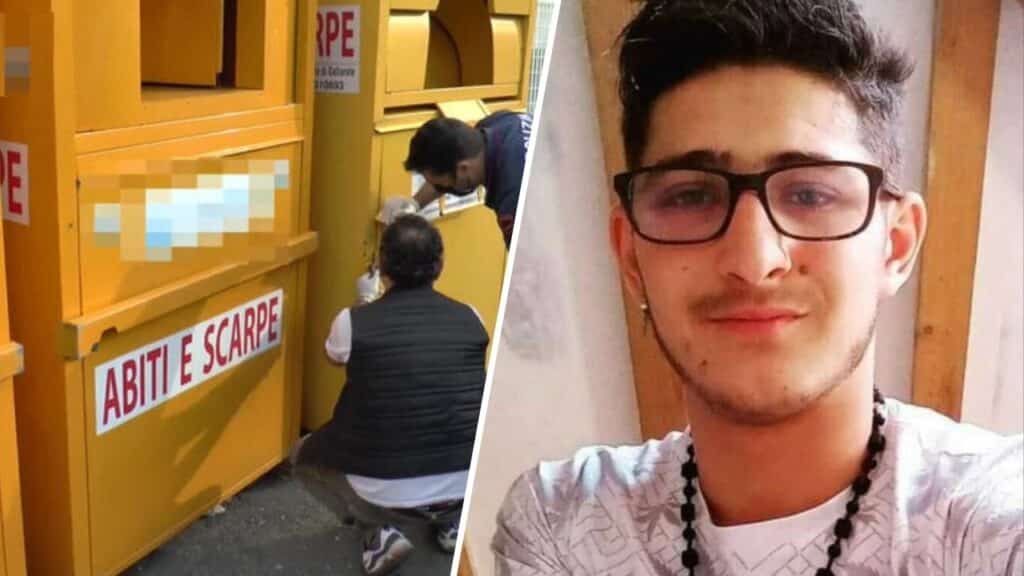 incastrato cassonetto 23enne muore