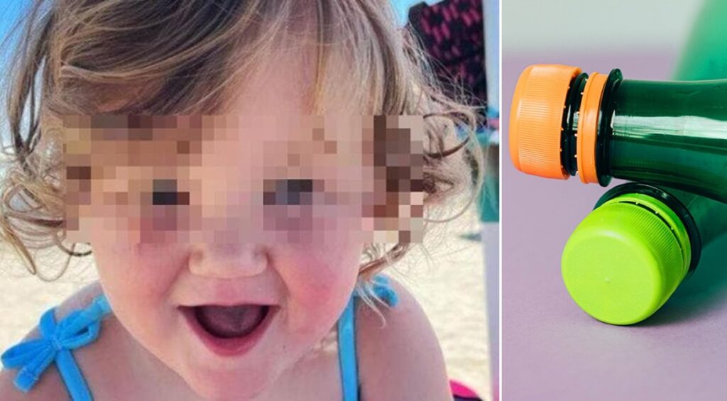Bimba ingoia tappo di una bottiglia