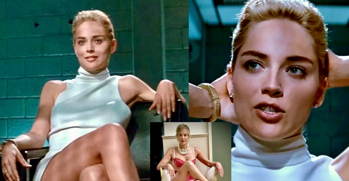 Sharon Stone replica la foto con le gambe accavallate 32 anni dopo