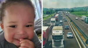 Bimbo di un anno gattona in autostrada: «Era lì da almeno due giorni»