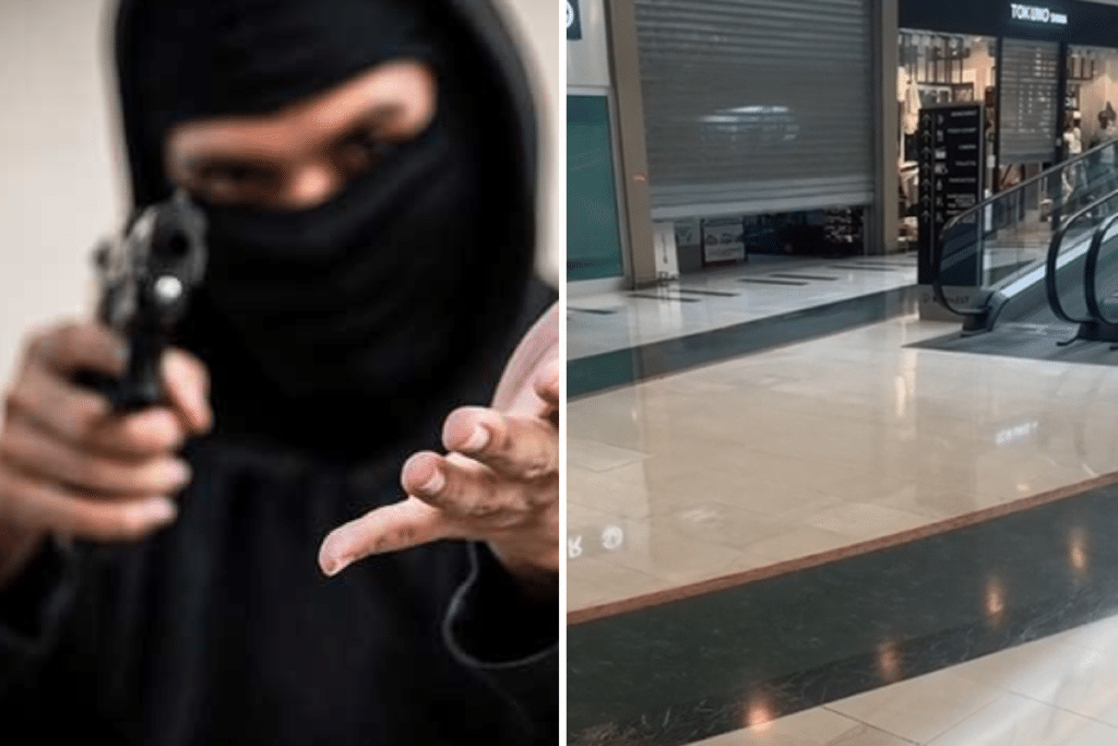 Nel corso della rapina sono intervenute le guardie giurate ed è scaturita una sparatoria che ha terrorizzato clienti e negozianti.