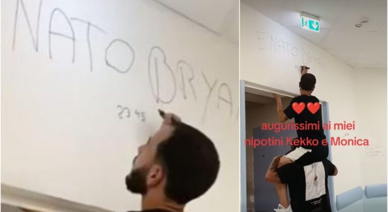 "È nato Bryan", parenti imbrattano il muro dell'ospedale a Pozzuoli (VIDEO)