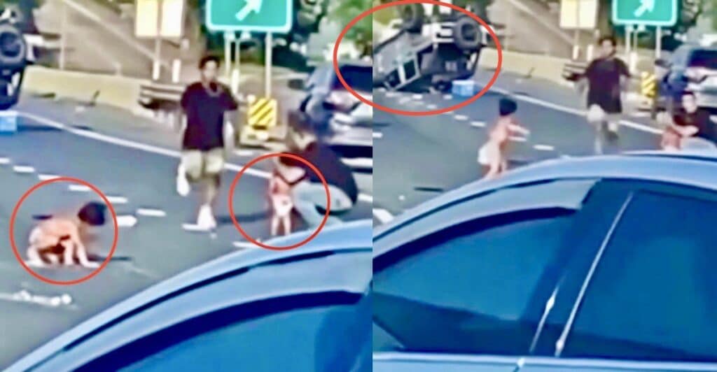 L'auto si ribalta, i bimbi scaraventati fuori dal veicolo gattonano in autostrada in Texas