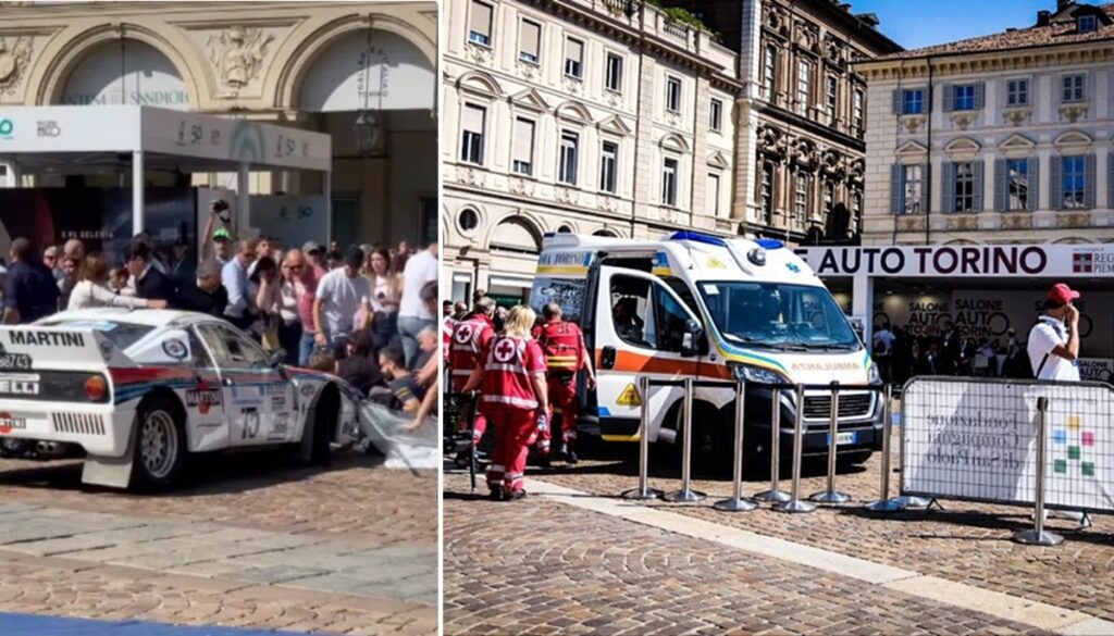 Macchina sulla folla al Salone dell'Auto di Torino