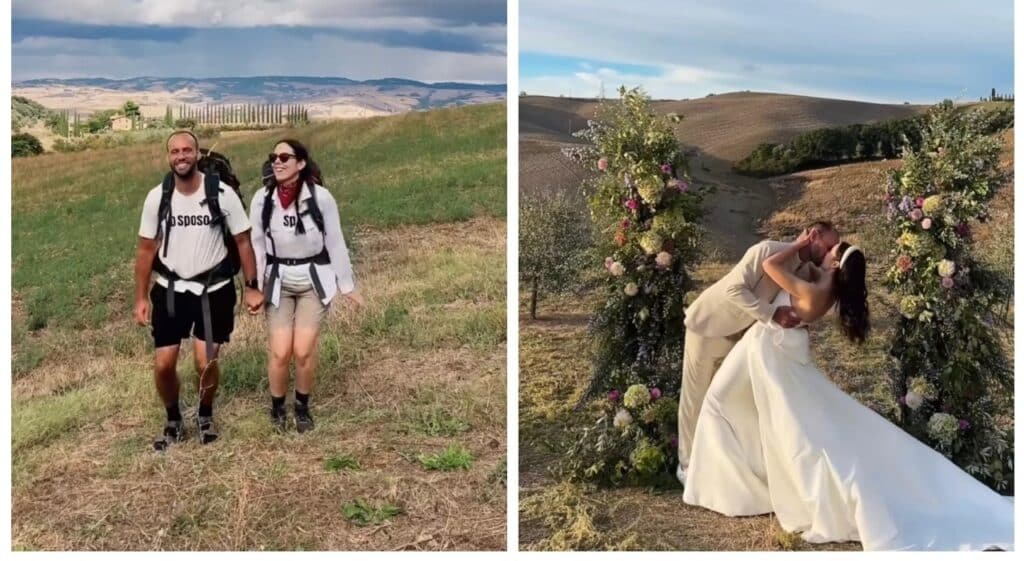 “Abbiamo camminato quasi 200 km per sposarci”, il matrimonio di Irene Colzi: il motivo