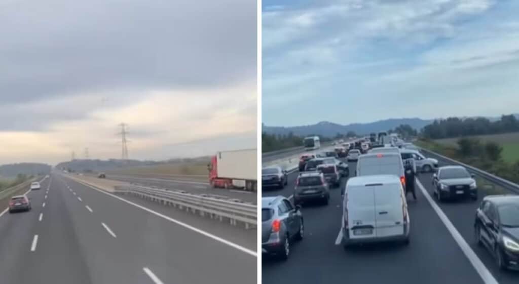 Nel VIDEO numerose vetture fanno retromarcia e percorrono l'autostrada contromano