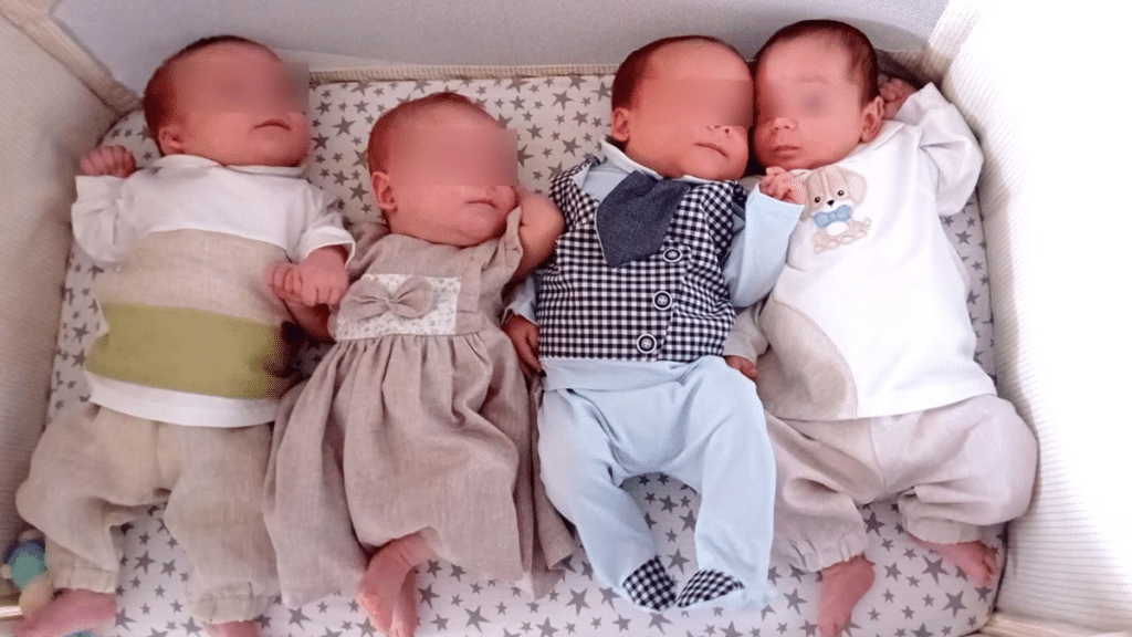 Giovane mamma partorisce 4 gemelli
