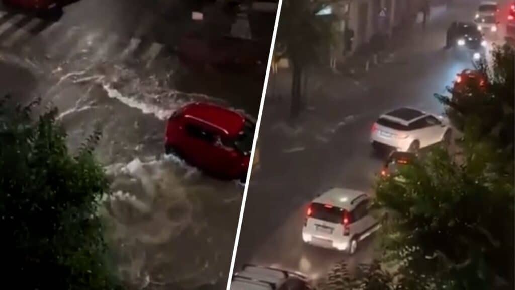 maltempo vomero strada allagata video