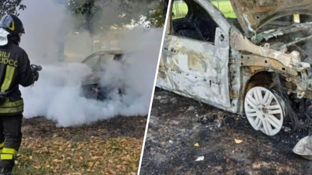 auto fiamme cadavere carbonizzato